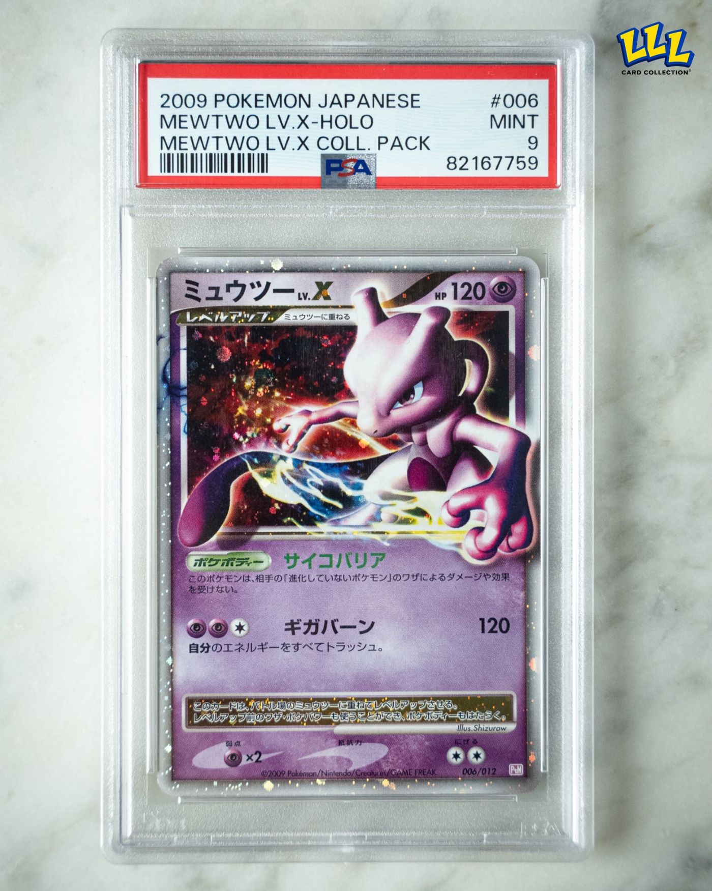 Mewtwo LV.X Japanese Collection Pack 006/012 in a PSA 9 slab